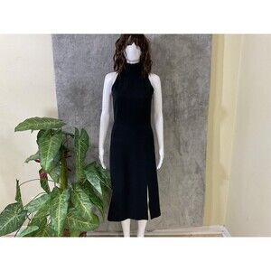 Vintage Lillie Rubin Black Midi Cocktail Party Dress Women’s size 6 Sleeveless